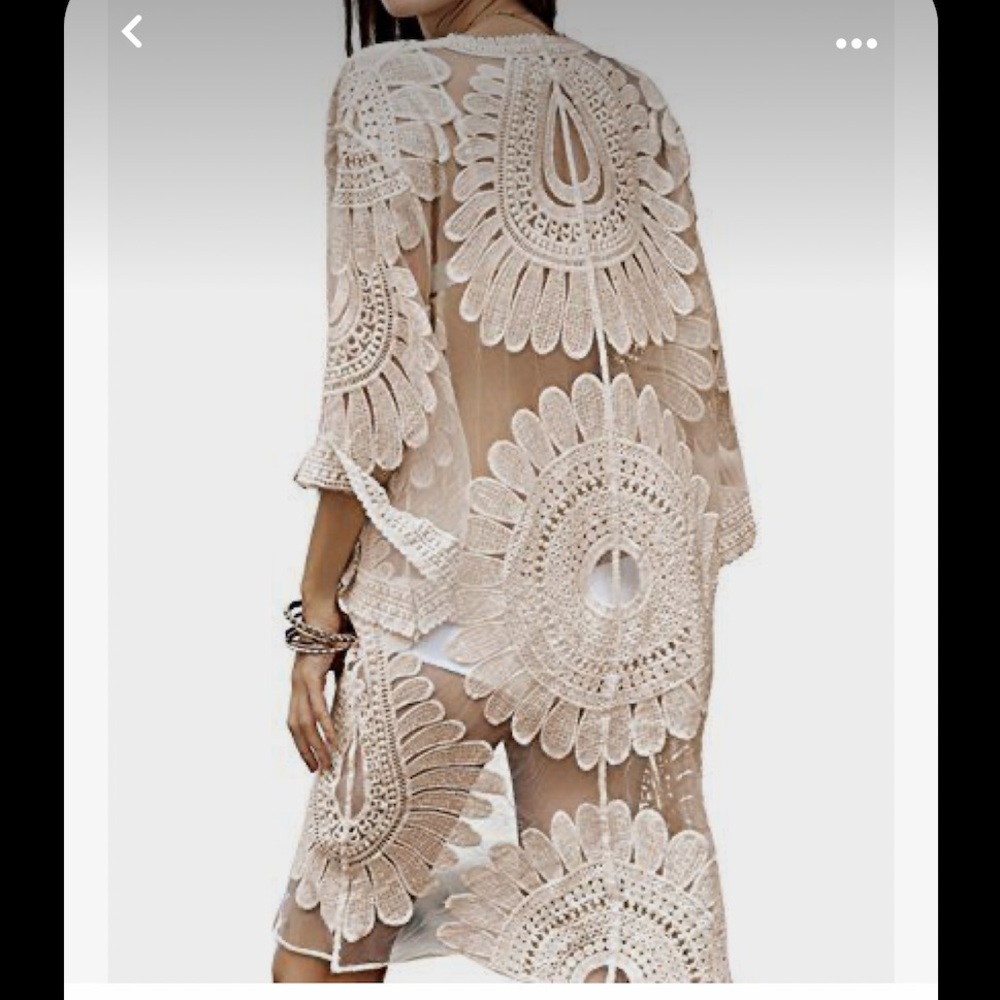 Embroidered Sheer Kimono Cover Up